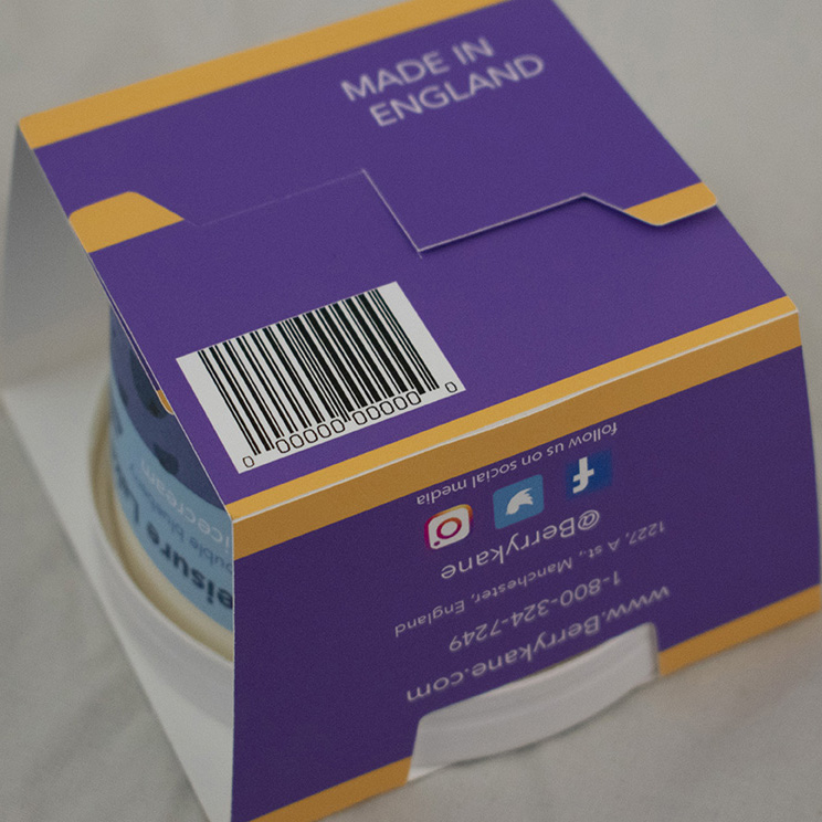 the bottom of the Berry Kane icecream box